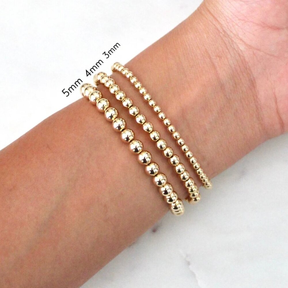 Set of 3 Gold Bead Bracelets